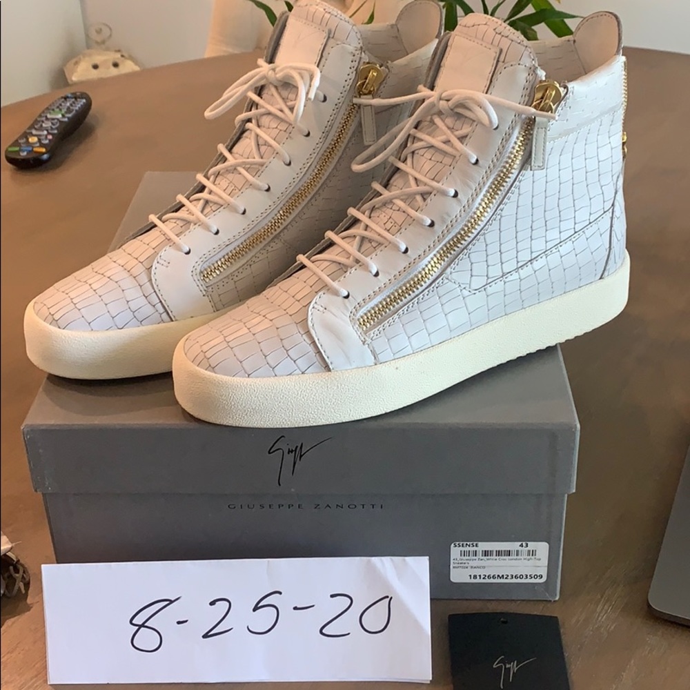 Giuseppe white croc London high-top sneakers